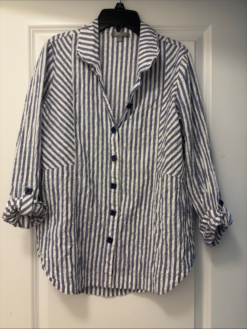 Habitat Blue and White Vertical Stripe Casual‎ Button-Down Shirt
